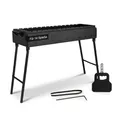 Mangal Klappbar Holzkohlegrill für 14 Spieße 2 mm Stahl 90x33 cm Schaschlik Grill Shashlychnik BBQ Klappgrill Ideal für Garten, Camping & Picknick