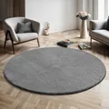the carpet Relax Moderner Flauschiger Kurzflor Teppich, Anti-Rutsch Unterseite, Waschbar bis 30 Grad, Super Soft, Felloptik, Anthrazit, 160 cm Rund