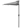 casa.pro Halbschirm Eger Ø300cm Halb-Sonnenschirm Balkonschirm Kurbelschirm Schirm Halbrund Stahl Polyester 160g/m² Grau