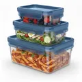 Emsa Clip & Close Eco Frischhaltedosen-Set, 3-tlg., 0,55/1,0/2,2 L, Öko-Design, auslaufsicher, hygienisch, mikrowellen-/gefrier-/spülmaschinengeeignet, BPA-frei, Blau, N1171800