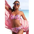 Bügel-Bandeau-Bikini-Top SUNSEEKER "Modern", Damen, Gr. 34, Cup A, rosa (rosa, bedruckt), Polyamid, bedruckt, floral, Bikini-Oberteile, mit Blumenprint
