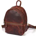 Corno d´Oro Premium Rucksack Damen Leder Klein I Handmade Lederrucksack Vintage Mini Elegant I City Backpack Daypack Braun