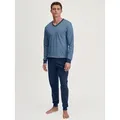 Schlafanzug CALIDA, Herren, Gr. XXL (58/60), blau (insignia blau), Obermaterial: 100% Baumwolle, casual, Homewear-Sets