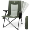 EVER ADVANCED Campingstuhl Faltbar Rückenverstellbar in 4 Positionen 160KG Belastbar, Klappstuhl Recliner Campingstuhl Klappbar mit Seitentasche & Getränkehalter, Angelstuhl für Camping Garten Balkon