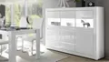 Highboard Carat Sideboard Anrichte Vitrine in weiß Hochglanz und Beton grau
