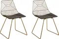 BELIANI Esszimmerstuhl 2er Set Gold Metall mit Hoher Lehne Sitzkissen Kunstleder Schwarz Industrie-Design Wohnzimmer Flur Diele Ausstattung Sitzmöbel