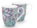PiP Studio Becher Flower Festival Henkelbecher Light Blue 350ml Set2, Porzellan, Set/2 Mugs Large Flower Festival Light Blue 350ml