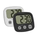 TFA Dostmann 2er-Set Digitaler Kurzzeitmesser zum Sport/Kochen/Lernen, 38.2057.40.02, inklusive Stoppuhr und Uhrzeit, magnetisch, großes Display, Eieruhr, Küchen-Timer, Sport-Timer, schwarz/weiß