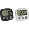 TFA Dostmann 2er Set Digitaler Timer mit Stoppuhr und Uhrzeit Stoppuhr Schwar...
