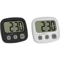 TFA Dostmann 2er Set Digitaler Timer mit Stoppuhr und Uhrzeit Stoppuhr Schwarz,