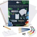 Artina 30tlg Keilrahmen & Acrylfarben Set Santorini – Malset Acryl Keilrahmen 40x50cm & 30x40cm, 12x12ml Acrylfarbe, Pinselset & UVM – Mal Set Erwachsene & Zeichenset für Hobbykünstler zum Malen