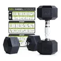 PhysKcal Hexagon Hanteln Poly-Gummierte |10 kg Paar (2 Stück) | Rutschsicher Ummantelt | Ergonomische Verchromte Griffe | Kurzhantel-Set | Dumbbells Set