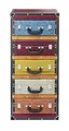 Kobolo Kommode Regal in Kofferoptik - Bunt - 5 Fächer - 42x30x94 cm