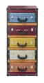 Kobolo Regal Kommode Schrank in Kofferoptik Bunt 5 Fächer 42x30x94 cm, 1 Stück 1-tlg., 42x30x94 cm