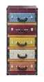 Kofferregal Regal in Kofferoptik Lagerregal - Bunt - 5 Fächer - 42x30x94 cm