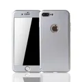 Handyhülle Schutz Case für Apple iPhone 8 Plus Full Cover Displayschutz Silber