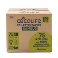 Fripa Markenvertriebs GmbH Fripa oecolife Toilettenpapier, BAMBUS, 3-lagig, naturbeige, Weiches Klopapier aus 100% ungebleichtem Bambuszellstoff, 1 Karton = 75 Rollen à 180 Blatt 1617500