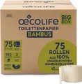 oecolife Toilettenpapier Box BAMBUS, 3-lagig, 75 Rollen á 180 Blatt, Großpackung