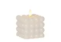 MARELIDA LED-Kerze LED Kerze Bubble Würfel Cube Kerze Echtwachs H: 9,5cm Timer weiß