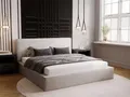 GRAINGOLD Monaco Bett 140x200, Polsterbett mit Bettkasten, Polsterbett mit Stauraum, Velour, mit Lattenrost, mit Kopfteil, ohne Matratze (Hellgrau, 140x200)
