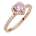 PANDORA ROSE Timeless Ring "funkelndes Herz" 14k rosévergoldet, rosa Kristall, Zirkonia 188421C04 58