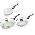 Genius Pfannen-Set Cerafit Mont Blanc mit Klick-Griff, 7-teilig - Edelstahlpfannen mit Keramik Spezial-Antihaftbeschichtung