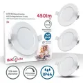 Einbauspot 100mm 3er Set - 230V, 6W, 450lm, LED, dimmbar, IP44, warmweiß, weiß - Weiß