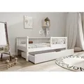 TIMBEE Alfi Box Kinderbett 90x200 mit Schublade Kiefernholz Bett Weiß - Weiß