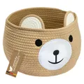 HMF Aufbewahrungskorb mit versteckten Griffen, Korb für Kinderzimmer aus Baumwolle | Bär | 30 x 24 cm | Honig