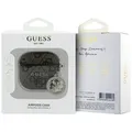 Guess AirPods 4 Hülle Case Cover 4G Script Metal Charm Strass Collection brown