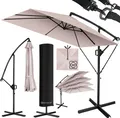 KESSER® Ampelschirm Holly Sonnenschirm Rechteckig mit und ohne LED Solar inkl. Abdeckung + Windsicherung mit Kurbel | Kurbel-Schirm mit Ständer UV-Schutz Aluminium Wasserabweisend Ø350cm Gartenschirm