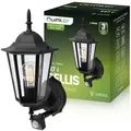 LUMILED Laterne Außenwandleuchte Vintage Aufwärts 230V Wandlampe mit Bewegungsmelder Aluminium Schwarz Glas IP44 spritzwasserdicht E27 Fassung Ga... - Schwarz