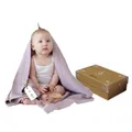 Little Dedi Strickdecke aus 100% Bio-Baumwolle GOTS Zertifizert, 80x100 cm. Lavendel- Atmungsaktiv, Temperatur regulierend, in eleganter Geschenkbox für Babys