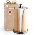EXITOSO Küchenrollenhalter Bambus - Halter Küchenrolle Edelstahl - Küchentuchhalter - Küchenrollenhalter stehend - Küchenpapierhalter - Küchenrollenhalter Holz - Papierrollenhalter Küchenrolle