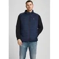 Jack & Jones PlusSize Steppweste MULTI mit Stehkragen und normaler Form unifarben, modisch, regular fit, Polyester, Stehkragen blau XXL (58/60)