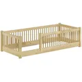 Kinderbett niedriges Bodenbett Kiefer natur 80x180 Kleinkinder Laufstall ähnlich V-60.65-08-180Rollrost inkl. - Naturbelassen