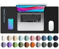 Aothia Schreibtischunterlage,Mauspad mit Leder und Rutchfeste Wildleder,Multifunktionales Office Mousepad Laptop Schreibunterlage,Tisch-Schutz Unterlage für Büro/Home(60cmx35cm, Schwarz)