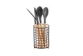 MSV Besteckhalter MSV Besteckkorb Edelstahl Besteckabtropfkorb Besteckhalter 12,5 cm, Aufbewahrung Utensilien Küche + Büro, Bistro-Look, Metall + Bambus