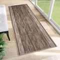 TAPISO Anti Rutsch Teppich Läufer rutschfest Brücke Meterware Modern Taupe Meliert Verwischt Streifen Design Flur Küche Wohnzimmer Diele 67 x 180 cm