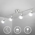 Deckenstrahler - 20W, 1600lm, LED, schwenkbar, inklusive 4x GU10, neutralweiß, matt-nickel - Silber
