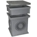 Marley Deutschland GmbH Erdschacht 300x300mm Einlaufschacht + Aufsatz + Schachtdeckel, 30x30x38 cm, 3-St., laugen- und säurebeständig, begehbar grau