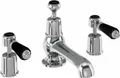 Casa Padrino Luxus Waschtisch Dreilochbatterie Armatur Silber / Schwarz - Luxus Badezimmer Waschtischarmatur - Badezimmer Accessoires