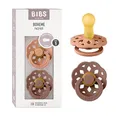 BIBS Boheme Schnuller 2er-Pack. BPA-frei., Kirschform Nippel. Naturkautschuk / Latex, Hergestellt in Dänemark. 0-6 Monate (2er Pack), Peach / Woodchuck
