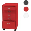 Rollcontainer HWC-L49, Schubladenschrank Stahlschrank Aktenschrank, Metall 75x40x41cm 5 Schubladen ~ rot