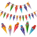 Oblique Unique Zuckertüten Girlande zur Einschulung – 2,10m Schulanfang Deko Banner mit 12 Schultüten Motiven – Bunte Hängedeko für Schuleinführung Jungen & Mädchen – Festliche Tisch- & Wanddeko