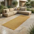In- & Outdoor Teppich - Wetterfester Teppich für Balkon, Terrasse, Garten, Wohnzimmer, Küche - Strapazierfähig, Widersteht UV-Strahlen & Wasser - Größe 80 x 250 cm, Gelb