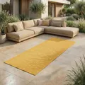 Jimri In- & Outdoor Teppich - Wetterfester Teppich für Balkon, Terrasse, Garten, Wohnzimmer, Küche - Strapazierfähiger Bodenteppich, Widersteht UV-Strahlen & Wasser - Größe 80 x 250 cm, Gelb