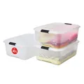 Aufbewahrungsbox mit Deckel 30L 3er-Set Transparent Schnappverschlüsse mit Gr...