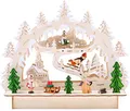 BRUBAKER 3D LED Lichterbogen Schwibbogen - Winterlandschaft mit Kirche - LED Beleuchtung - Holz natur - 27 x 24 x 8,7 cm - Handbemalt