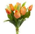 mucplants künstliche Tulpen Tulpenbündel mit 4 Tulpen und 3 Tulpenknospen real Touch (Pfirsich)